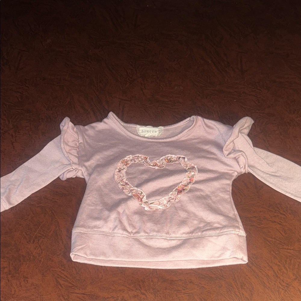 btween Light Pink Long Sleeve Heart Tee